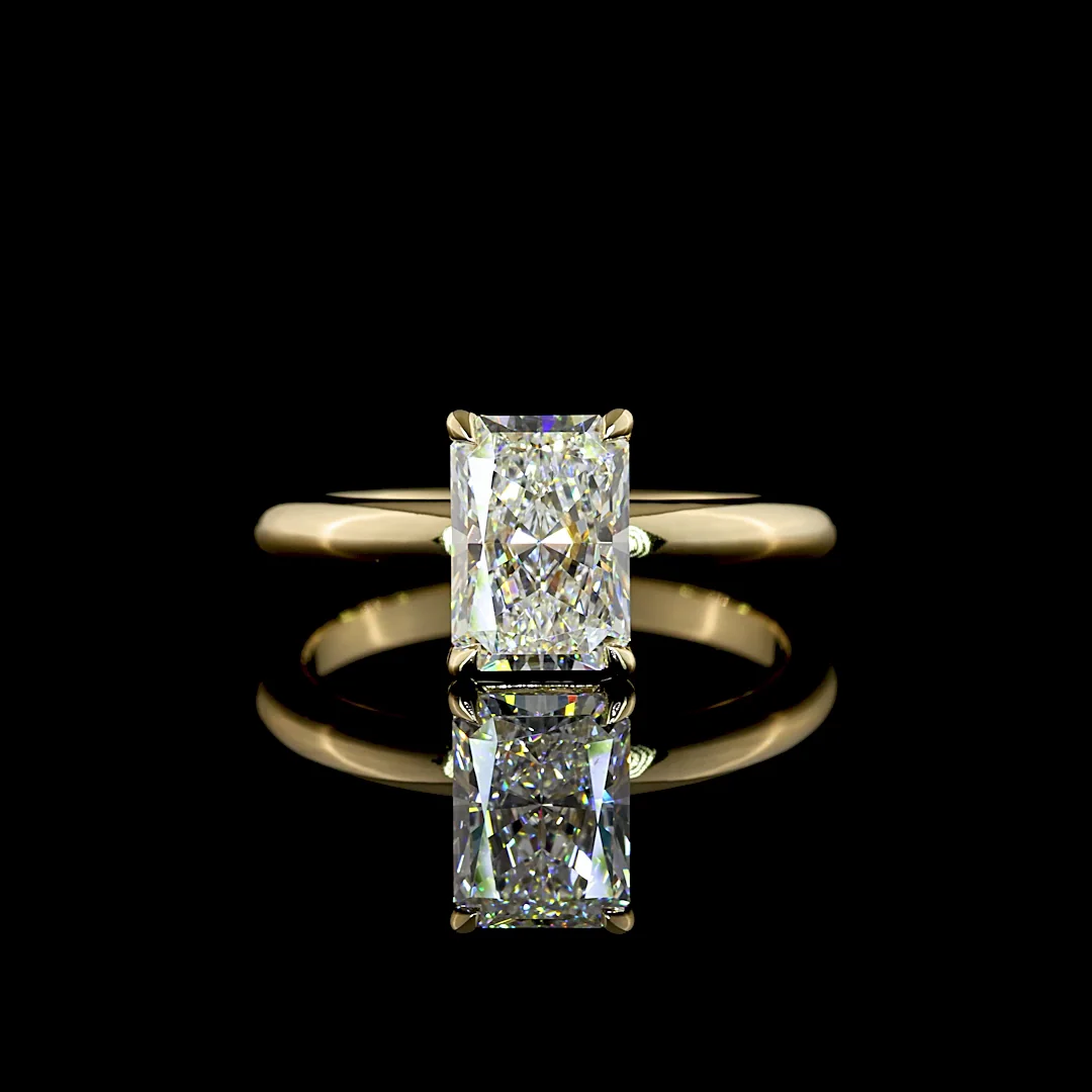 1.54 Cts 14k Yellow Gold Radiant Shape Solitaire Ring