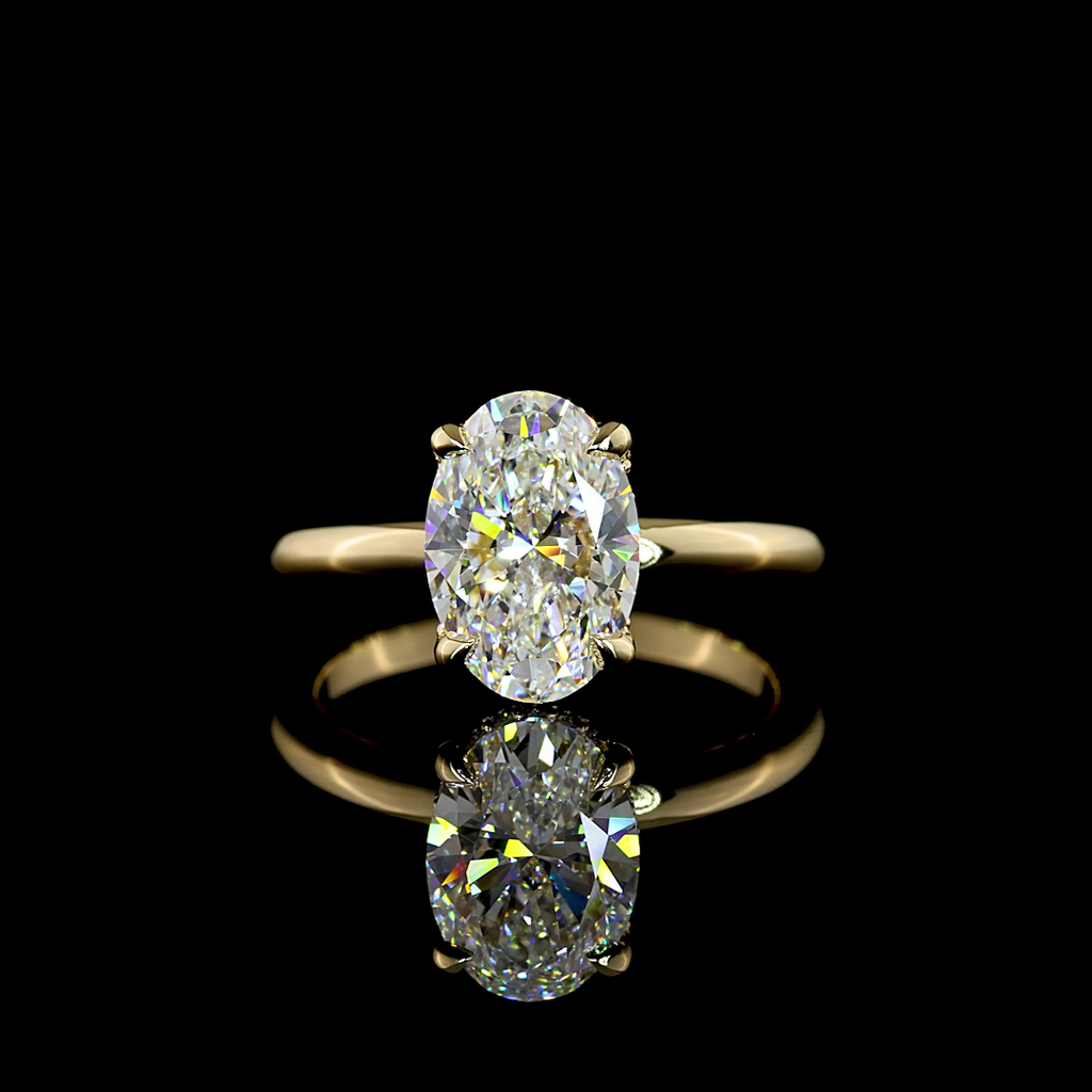 2.24 Cts 14k Yellow Gold Oval Shape Hidden Halo Ring