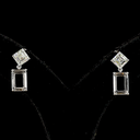 7.17 Cts 14k White Gold Emerald Shape Hanging Earring