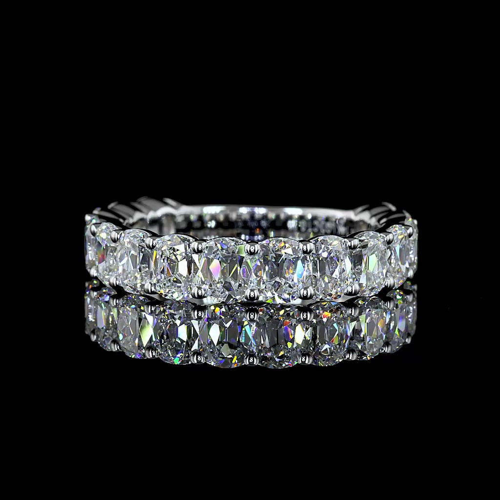 3.11 Cts 14k White Gold Antique Cushion Shape 3/4 Band Eternity Band