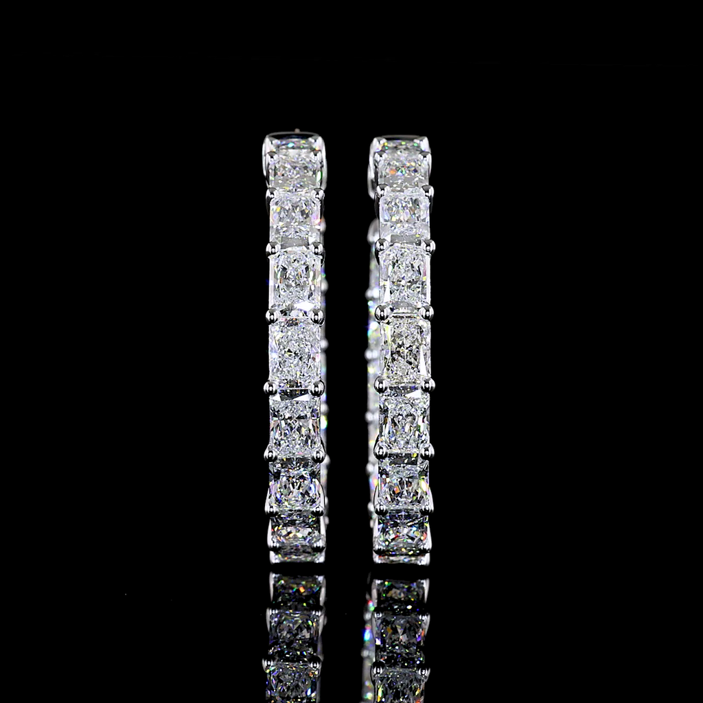 8.72 Cts 14k White Gold Mix Shape Hoops Earring