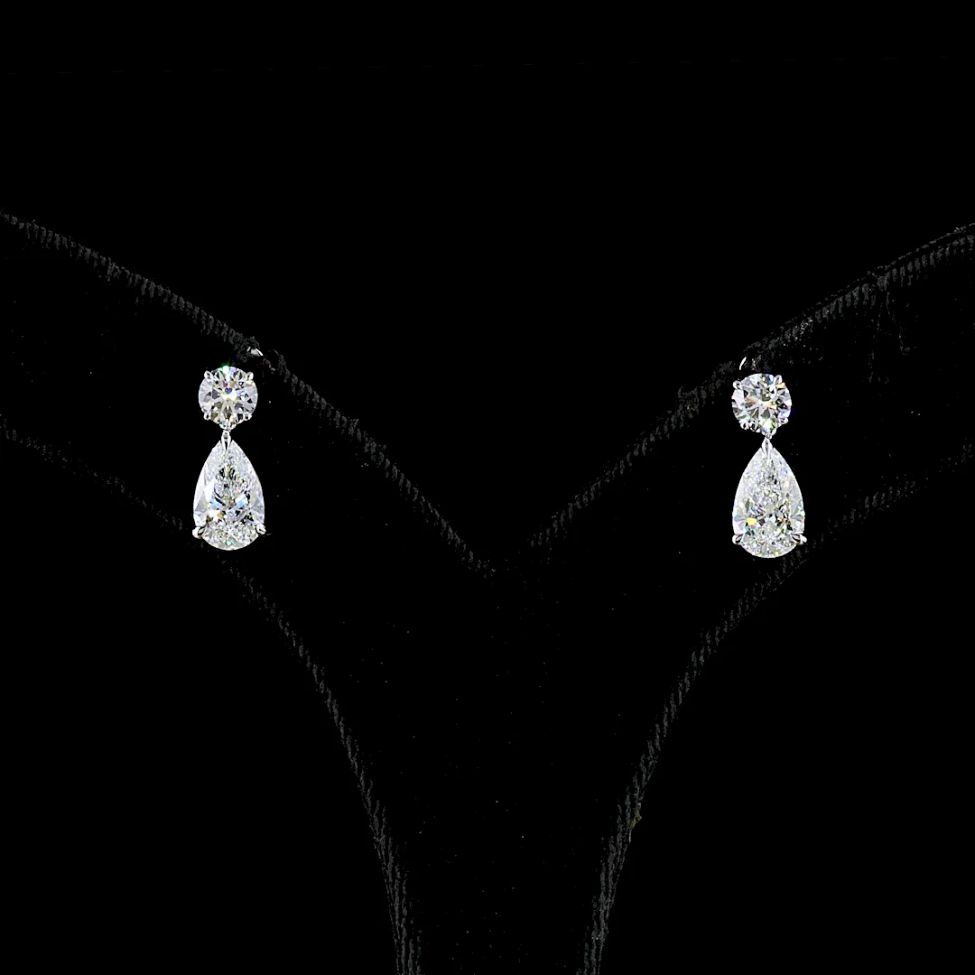 3.03 Cts 14k White Gold Round Shape Hanging Earring