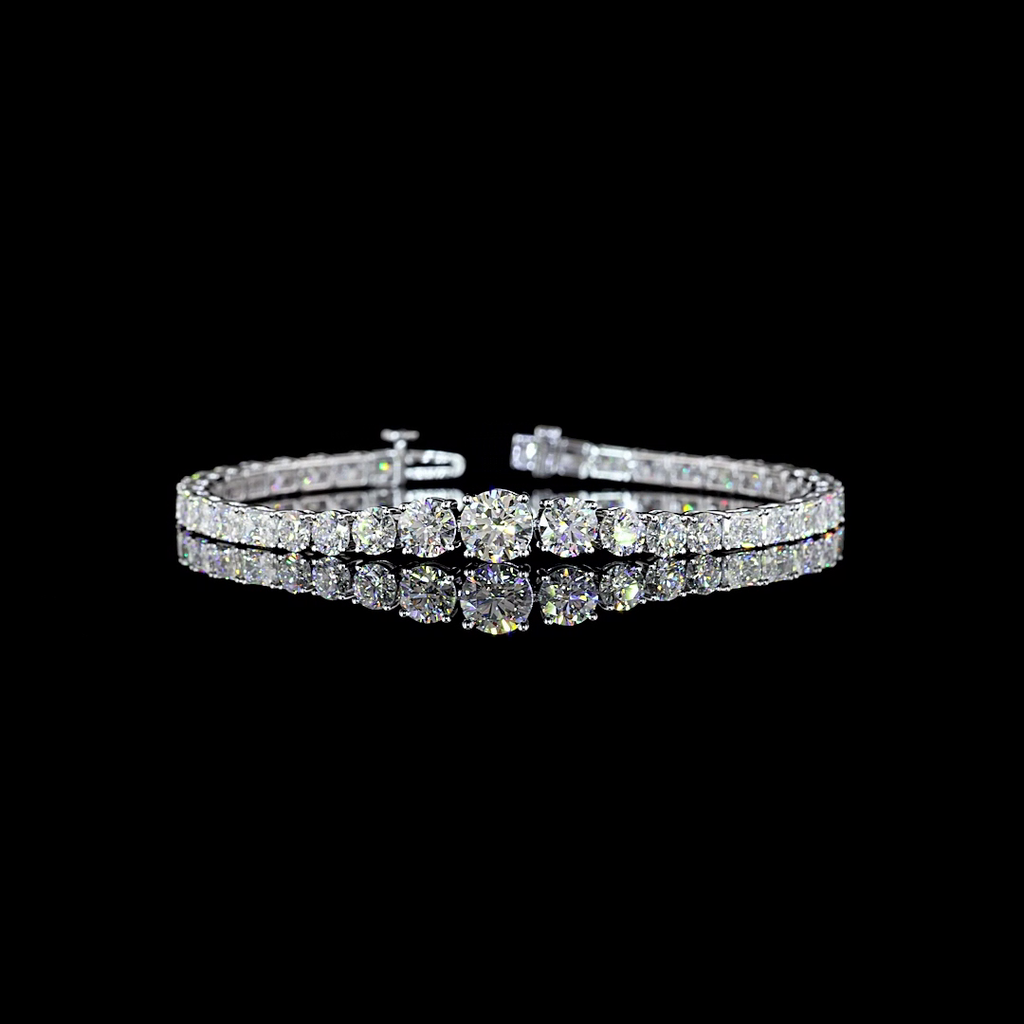 10.71 Cts 14k White Gold Mix Shape Riviera Bracelet