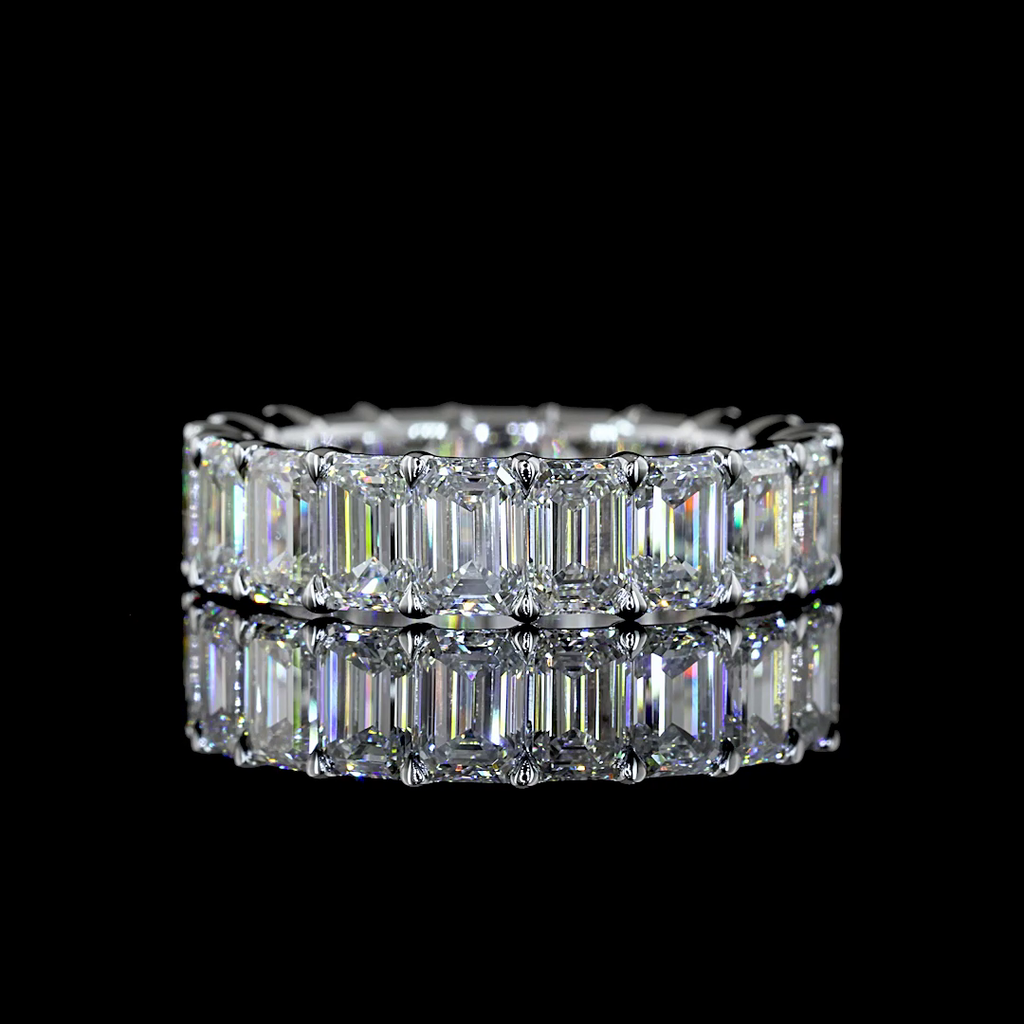 5.27 Cts 18k White Gold Emerald Shape Eternity Band Eternity Band