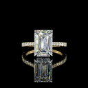 5.66 Cts 14k Two Tone Emerald Shape Hidden Halo Ring
