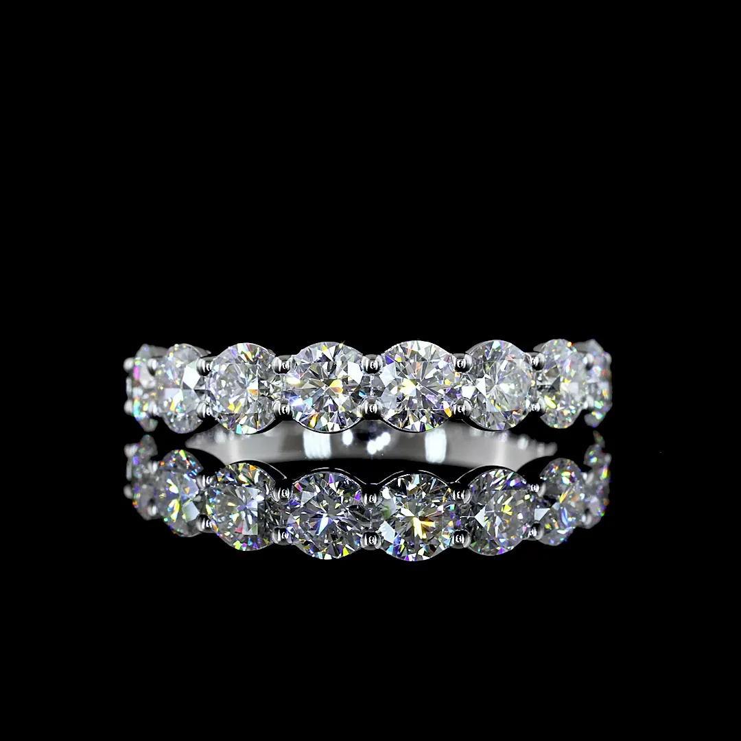 1.52 Cts 14k White Gold Round Shape Half Eternity Eternity Band