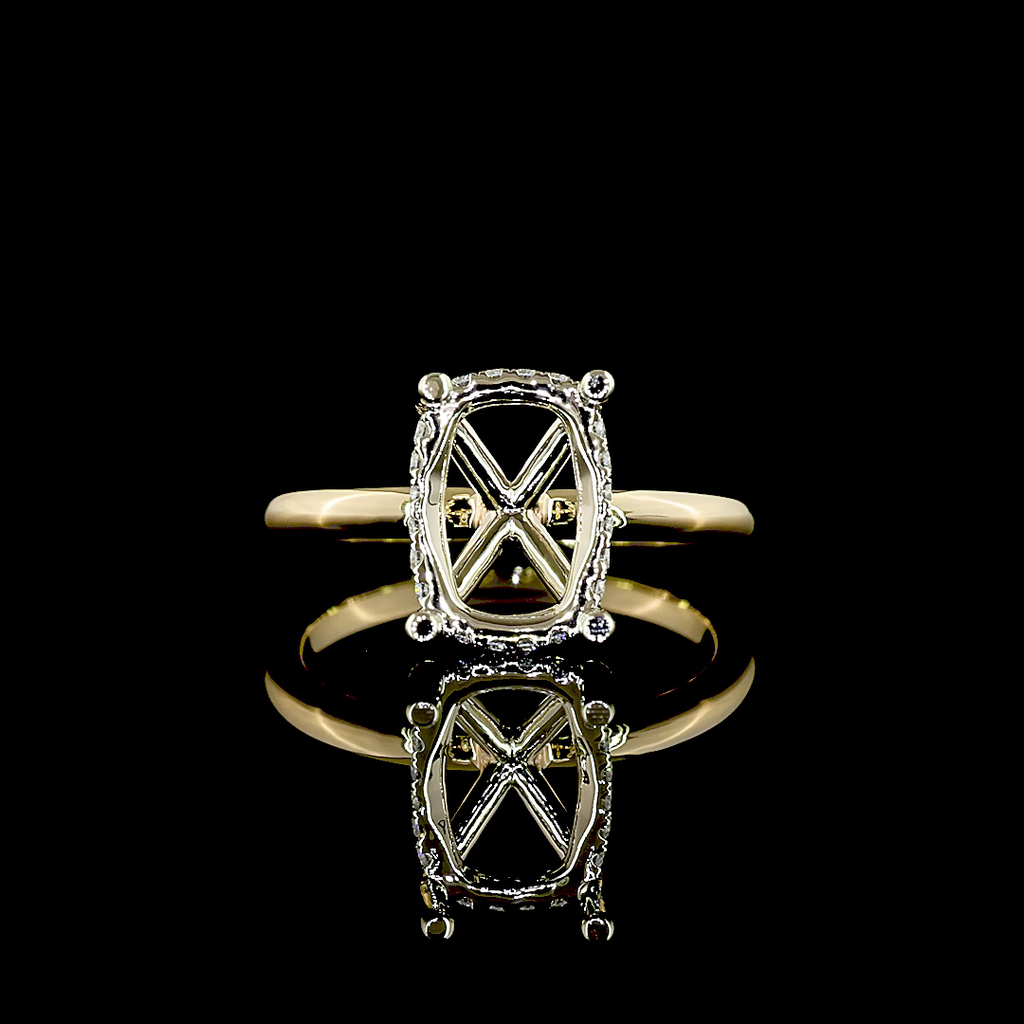 0.1 Cts 14k Two Tone Shape Hidden Halo Ring