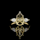 0.59 Cts 14k Yellow Gold Pear Shape 3 Stones Ring