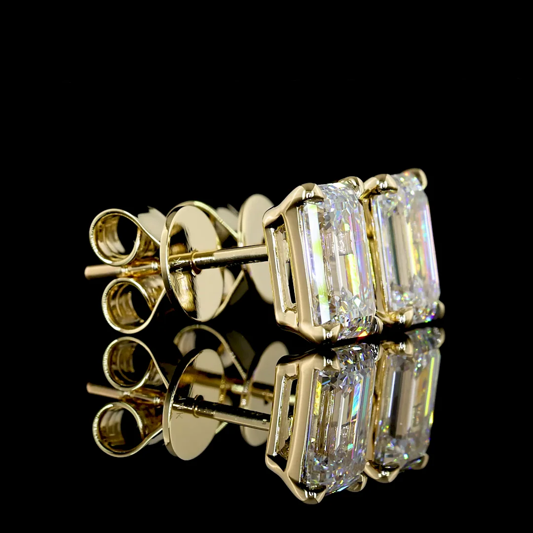 2.03 Cts 14k Yellow Gold Emerald Shape Martini Earring