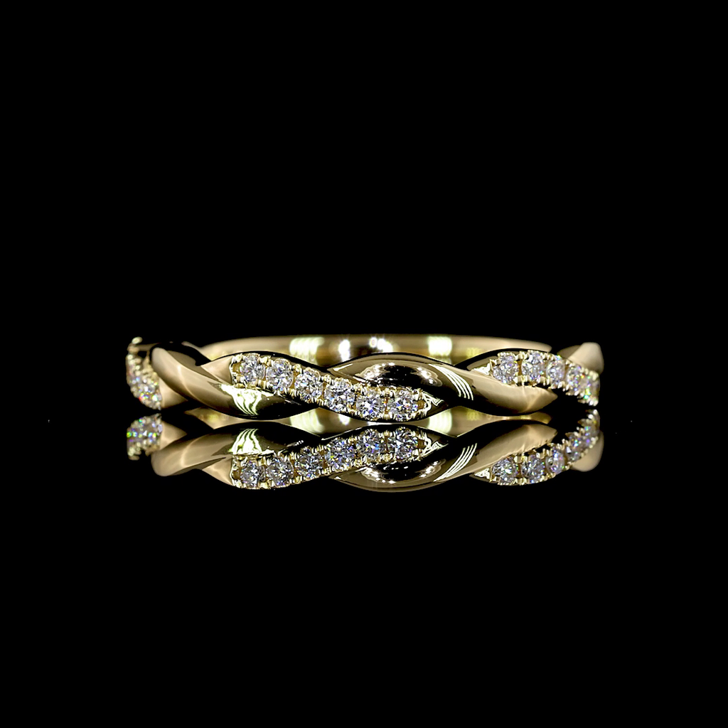 0.11 Cts 14k Yellow Gold Round Shape Half Eternity Eternity Band