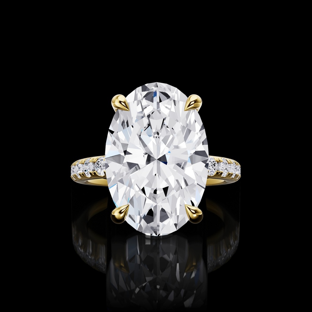 0.63 Cts 18k Yellow Gold Oval Shape Hidden Halo Ring