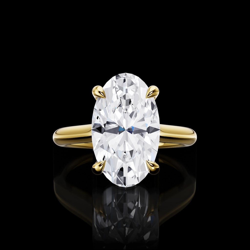 0.11 Cts 14k Yellow Gold - Platinum Shape Hidden Halo Ring