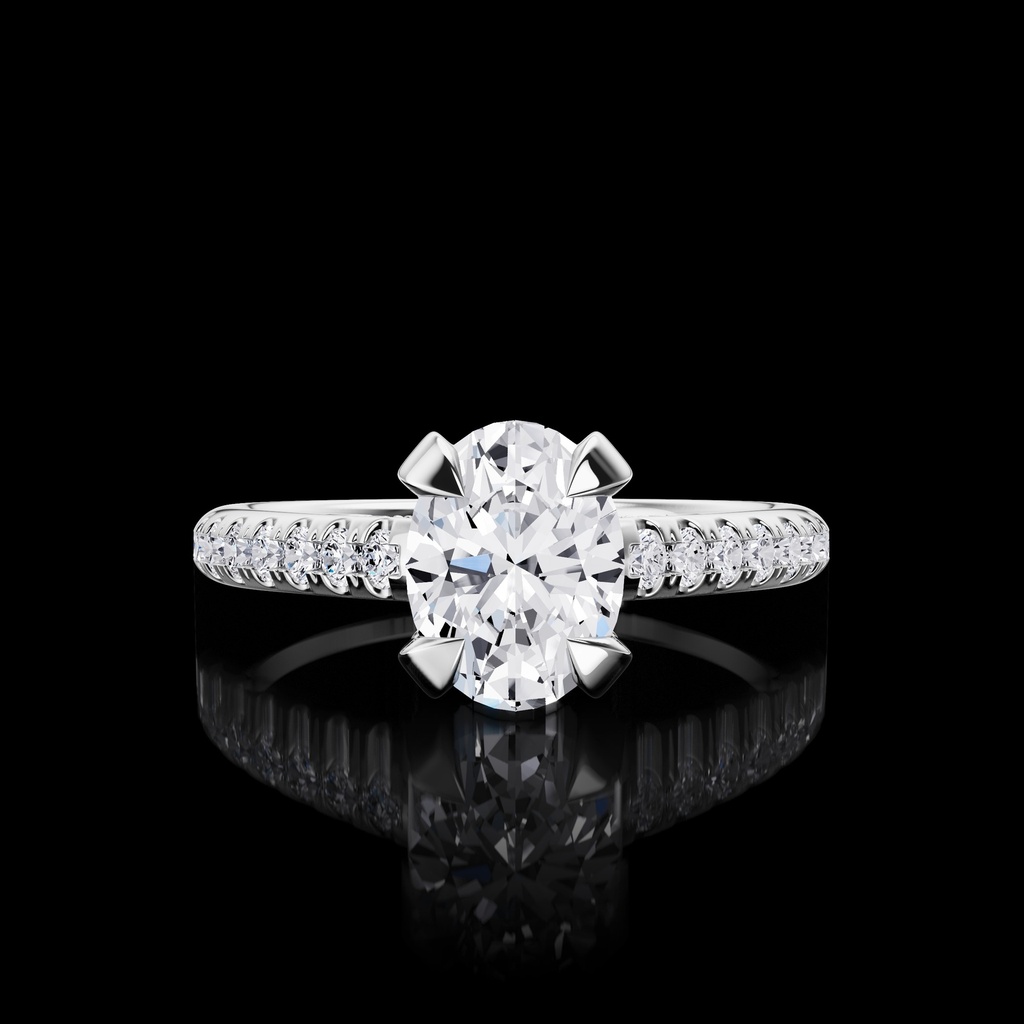 0.58 Cts 18k White Gold Round Shape Hidden Halo Ring