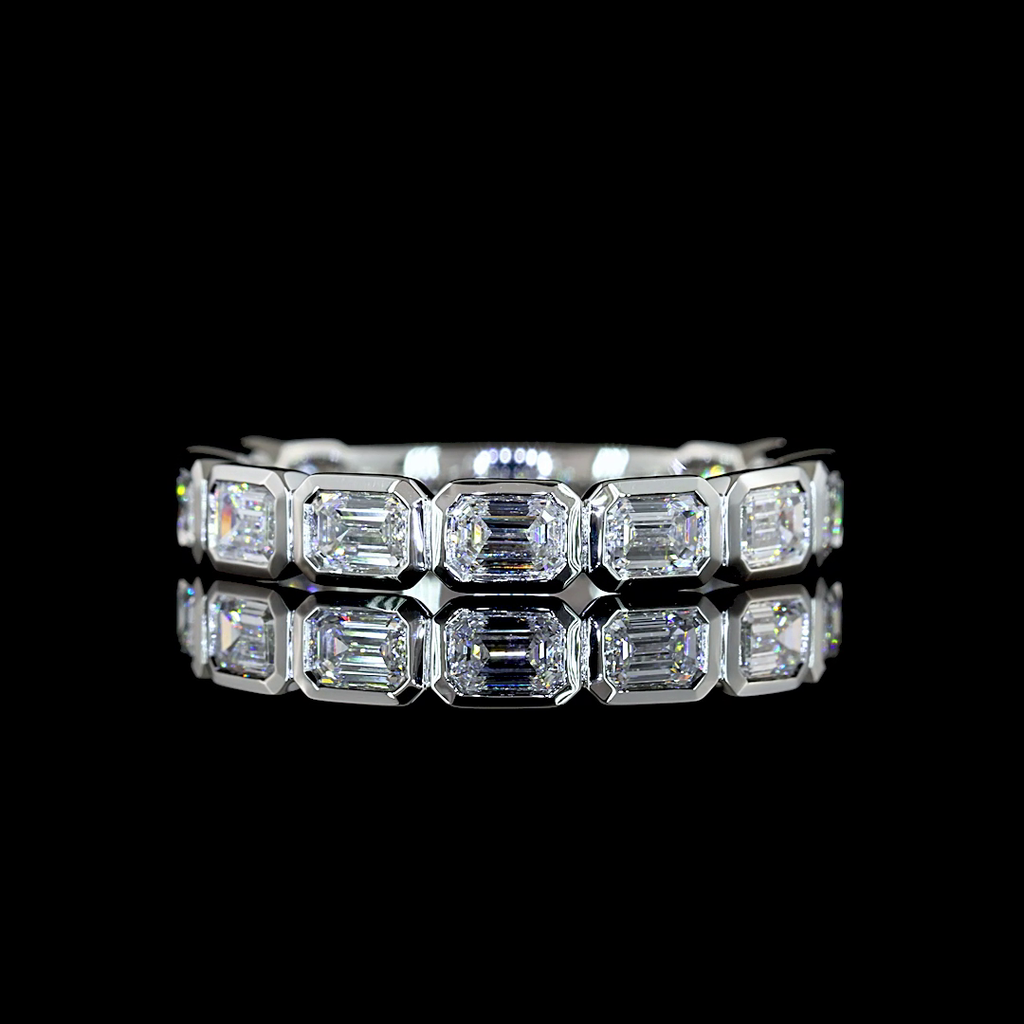 1.13 Cts Platinum Emerald Shape 3/4 Band Ring