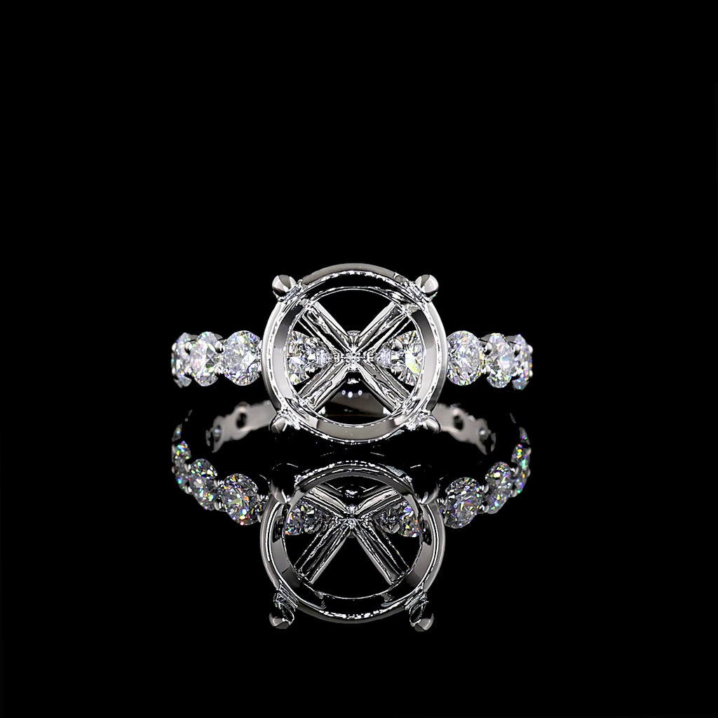 2.18 Cts Platinum Round Shape Solitaire Diamond Shank Ring