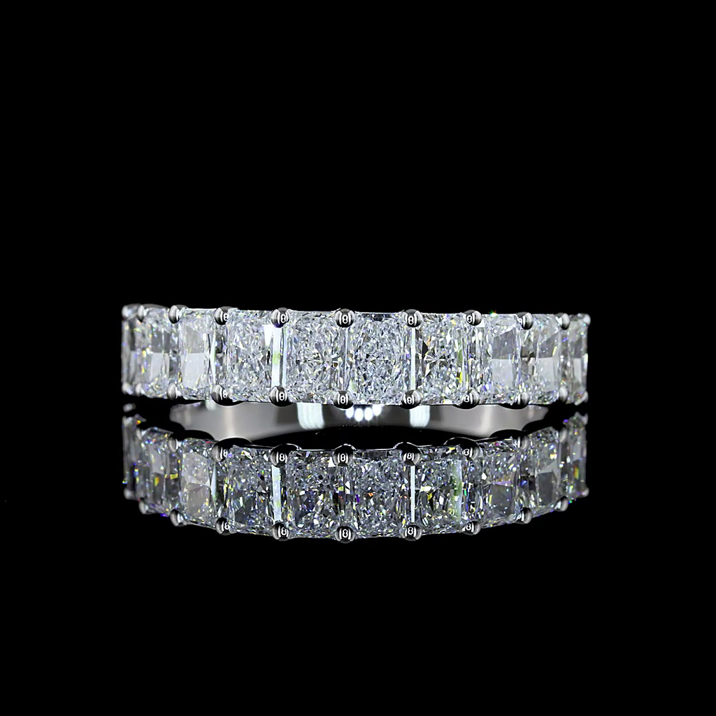 2.32 Cts 18k White Gold Radiant Shape Half Eternity Eternity Band