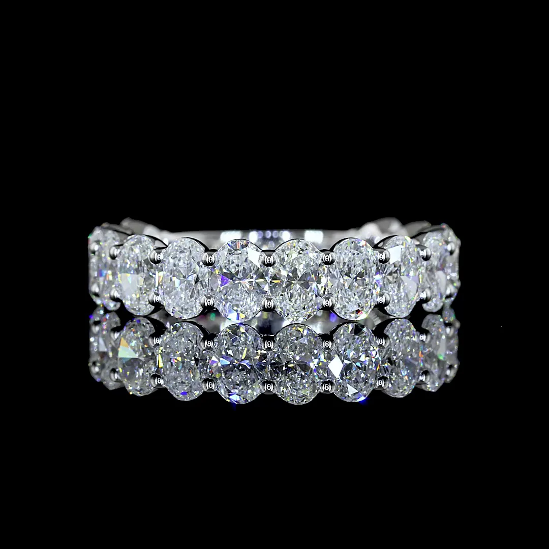 2.93 Cts 14k White Gold Oval Shape 3/4 Band Eternity Band