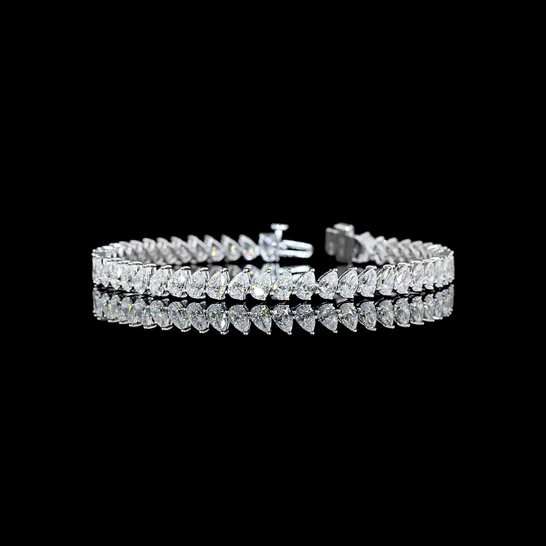 8.69 Cts 14k White Gold Pear Shape Tennis Bracelet