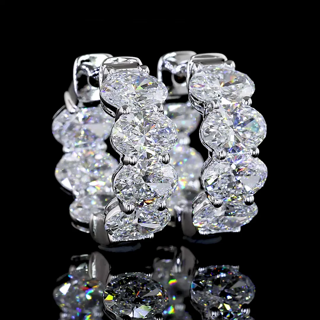 4.05 Cts 14k White Gold Oval Shape Huggies Earring