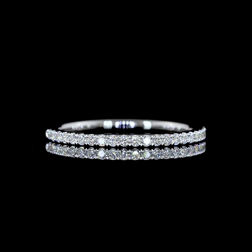 0.23 Cts 14k White Gold Round Shape Half Eternity Eternity Band