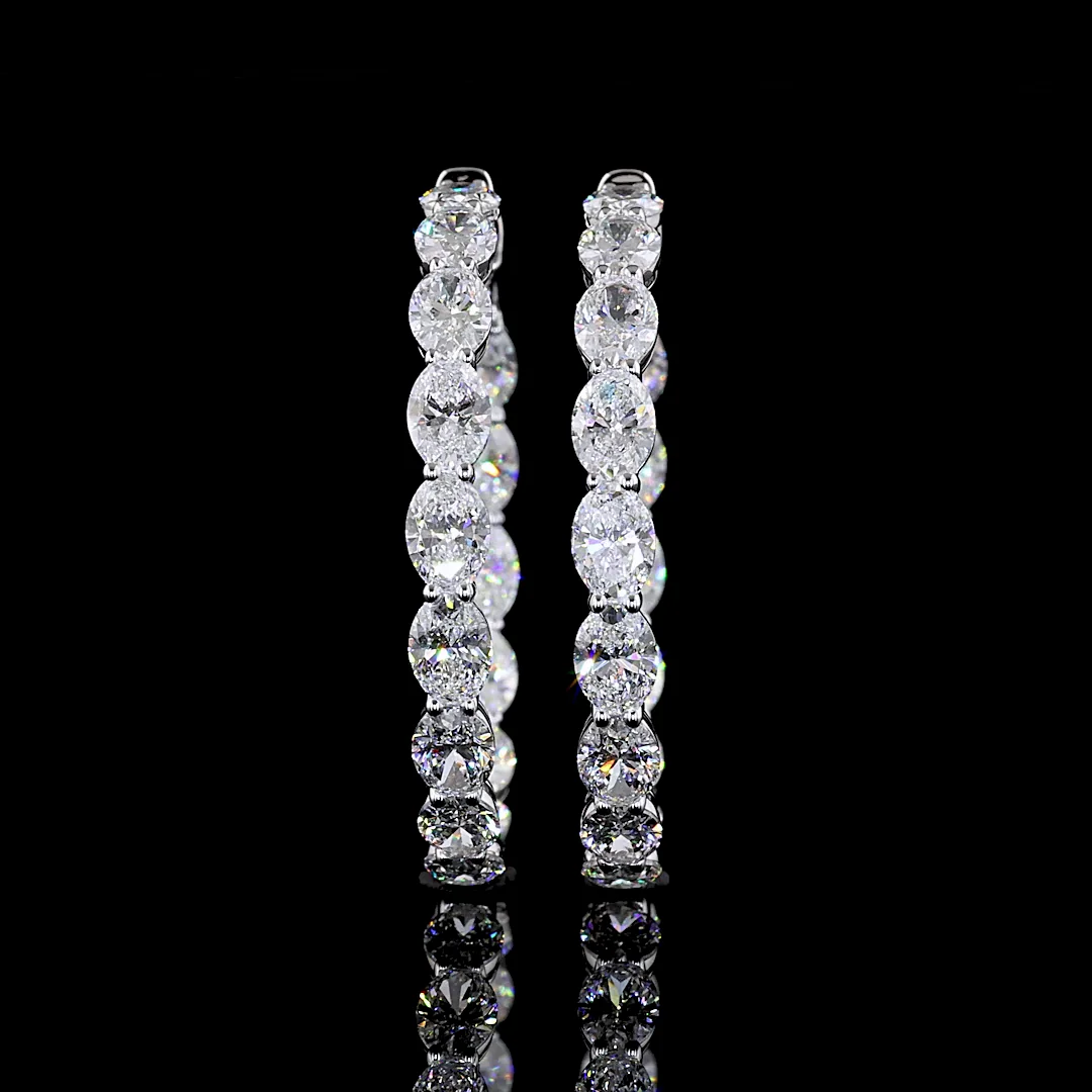 9.32 Cts 14k White Gold Oval Shape Hoops Earring