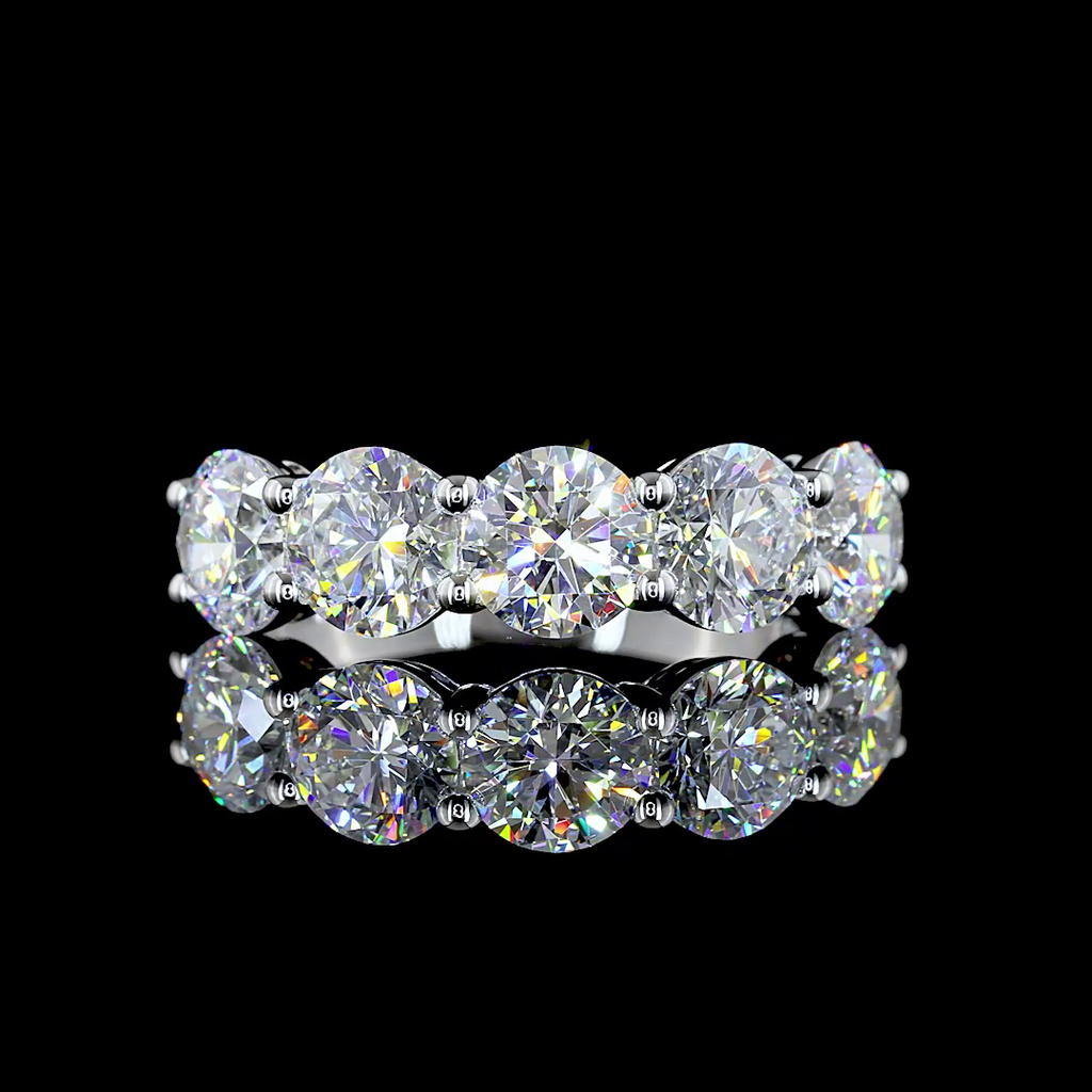 3 Cts 14k White Gold Round Shape 5 Stones Eternity Band
