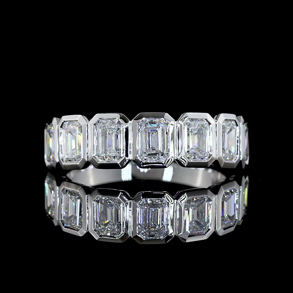 1.93 Cts 14k White Gold Emerald Shape 7 Stones Eternity Band