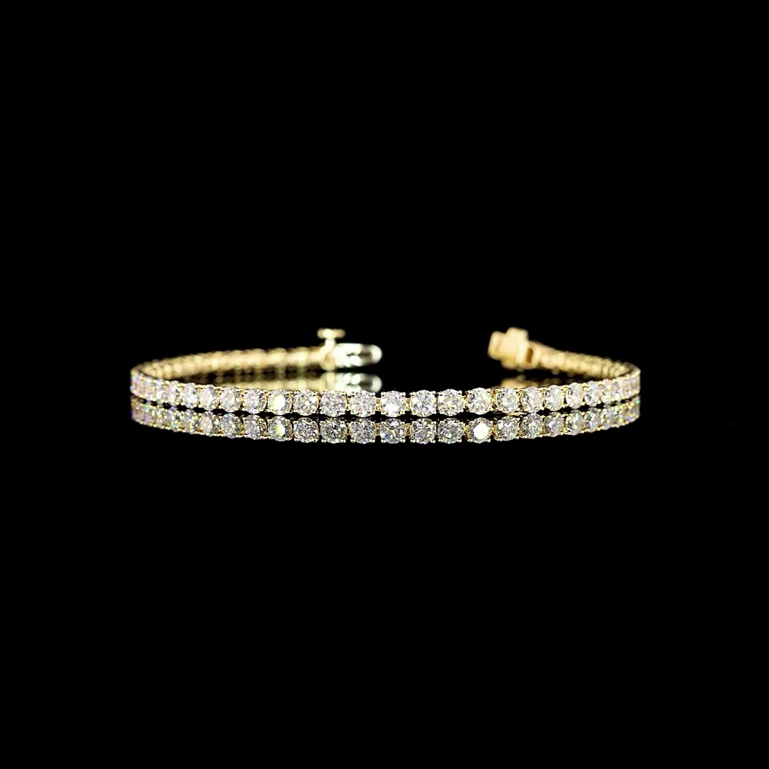 7.7 Cts 14k Yellow Gold Round Shape Tennis Bracelet