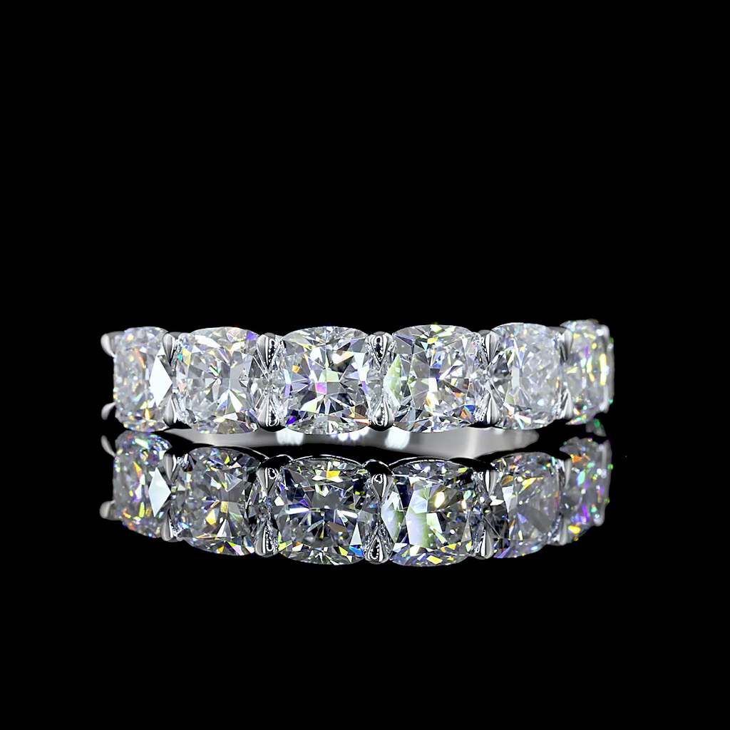 3.21 Cts 14k White Gold Square Cushion Brilliant Shape 7 Stones Eternity Band