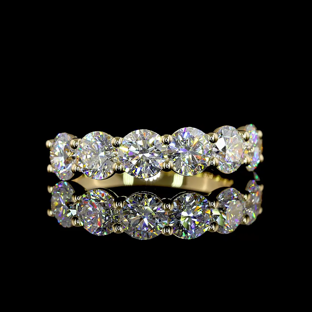 3.05 Cts 14k Yellow Gold Round Shape 7 Stones Eternity Band