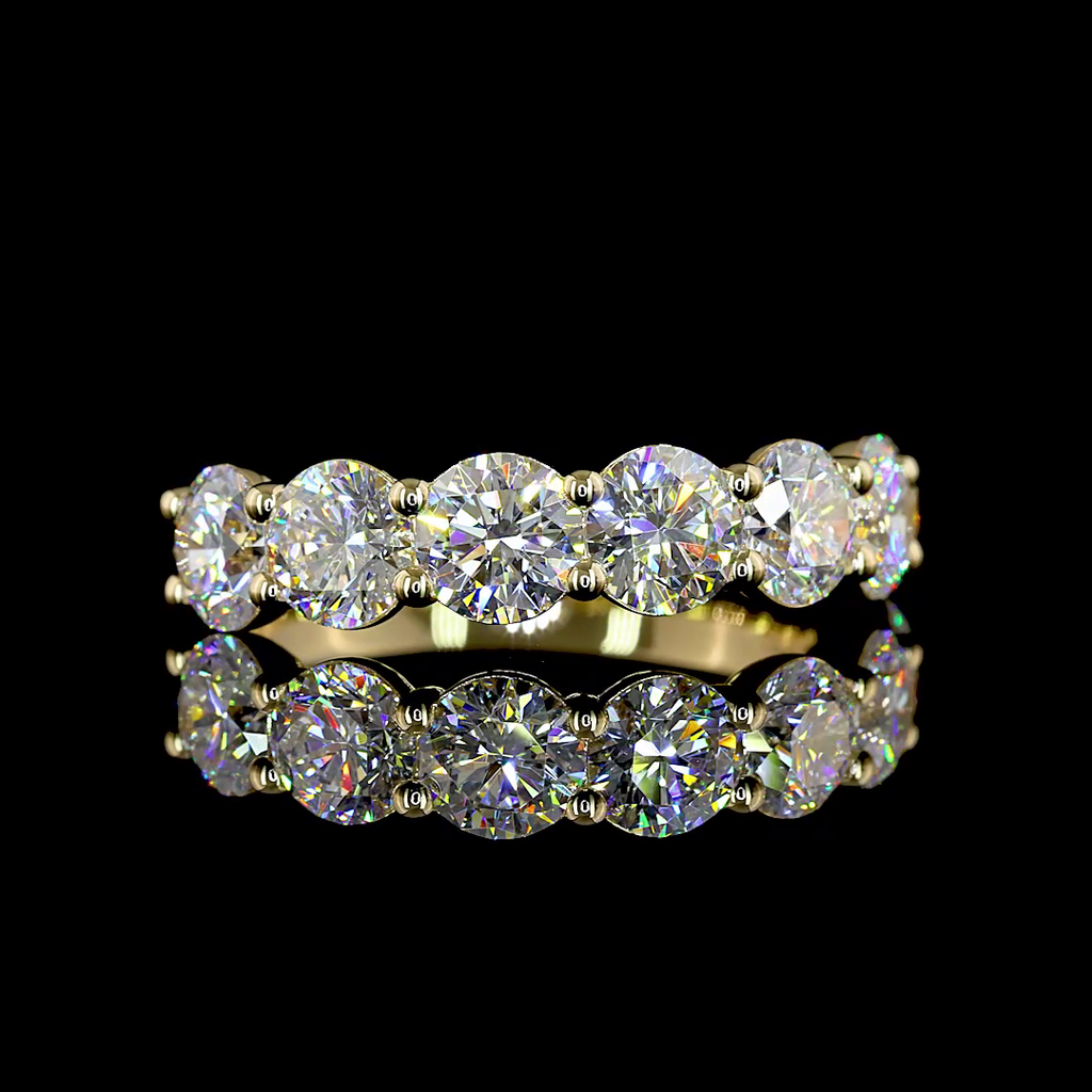 3.05 Cts 14k Yellow Gold Round Shape 7 Stones Eternity Band