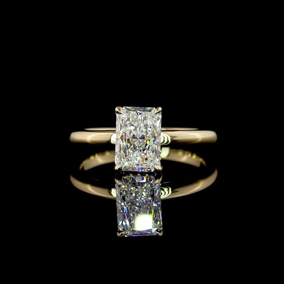 1.61 Cts 14k Yellow Gold Radiant Shape Hidden Halo Ring
