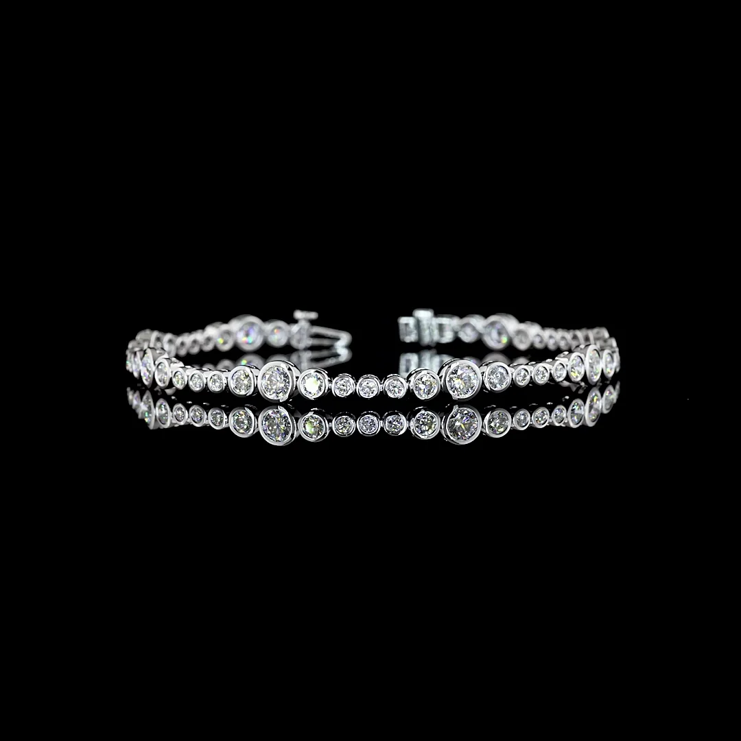 4.17 Cts 14k White Gold Round Shape Station Line Tennis Bracelet