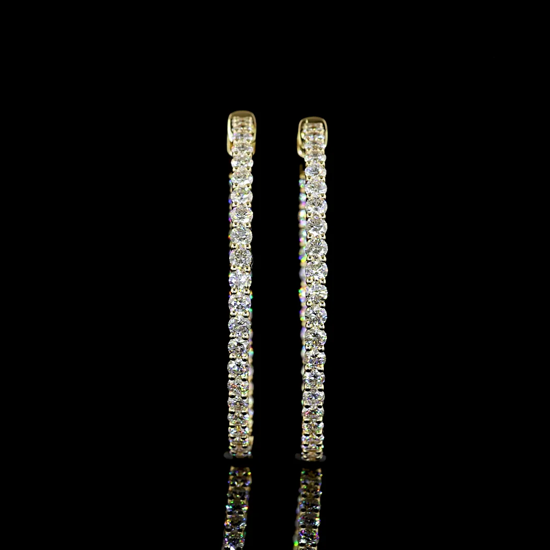 2.8 Cts 14k Yellow Gold Round Shape Hoops Earring