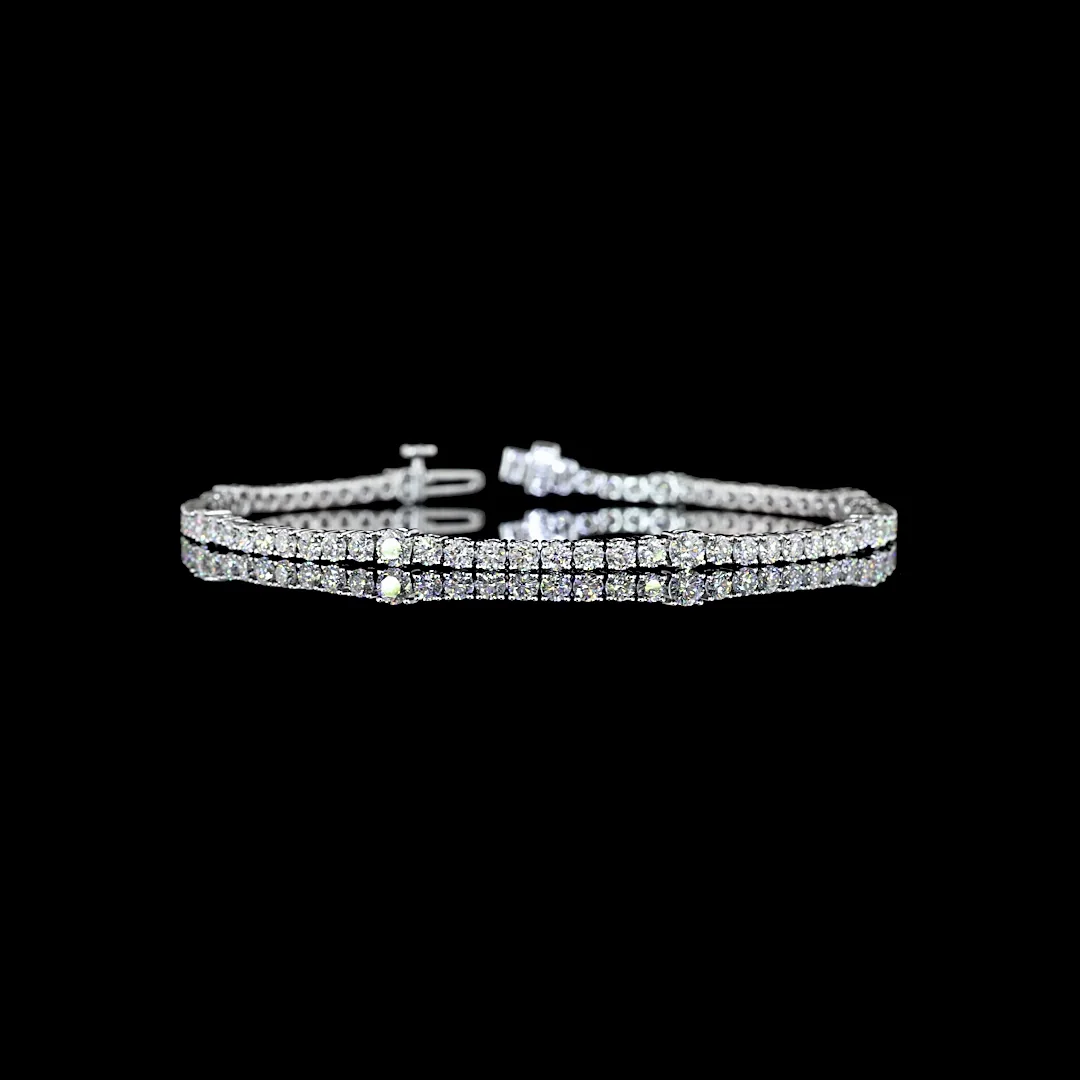 3.81 Cts 14k White Gold Round Shape Station Line Tennis Bracelet