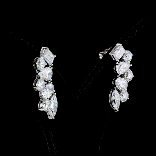 [ER14WCW550PIN] 5.86 Cts 14k White Gold Mix Shape Crawler Earring