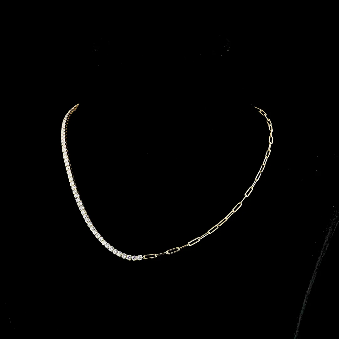 5.04 Cts 14k Yellow Gold Round Shape Tennis Necklace