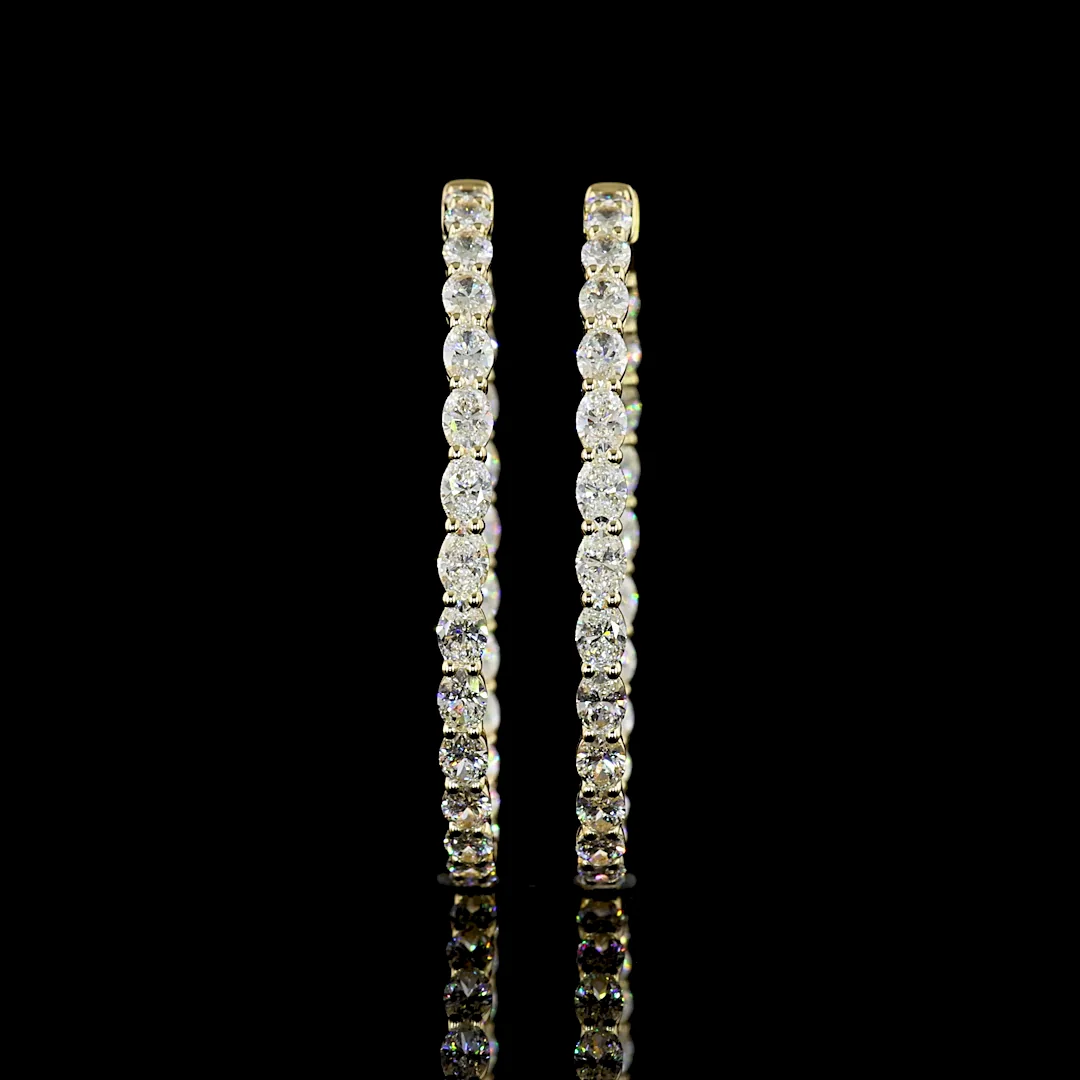 5.61 Cts 14k Yellow Gold Oval Shape Hoops Earring