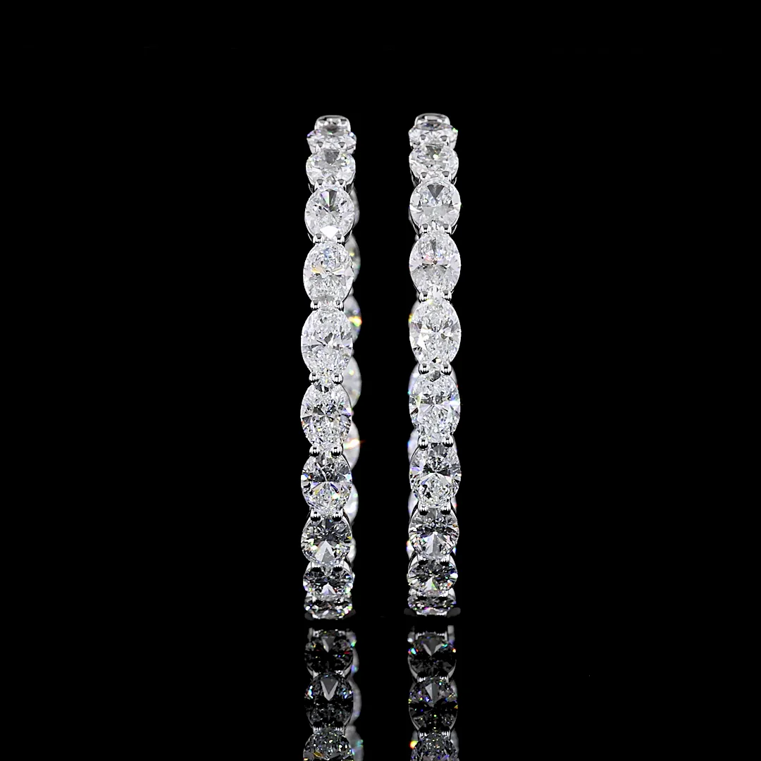 11.49 Cts 14k White Gold Oval Shape Hoops Earring