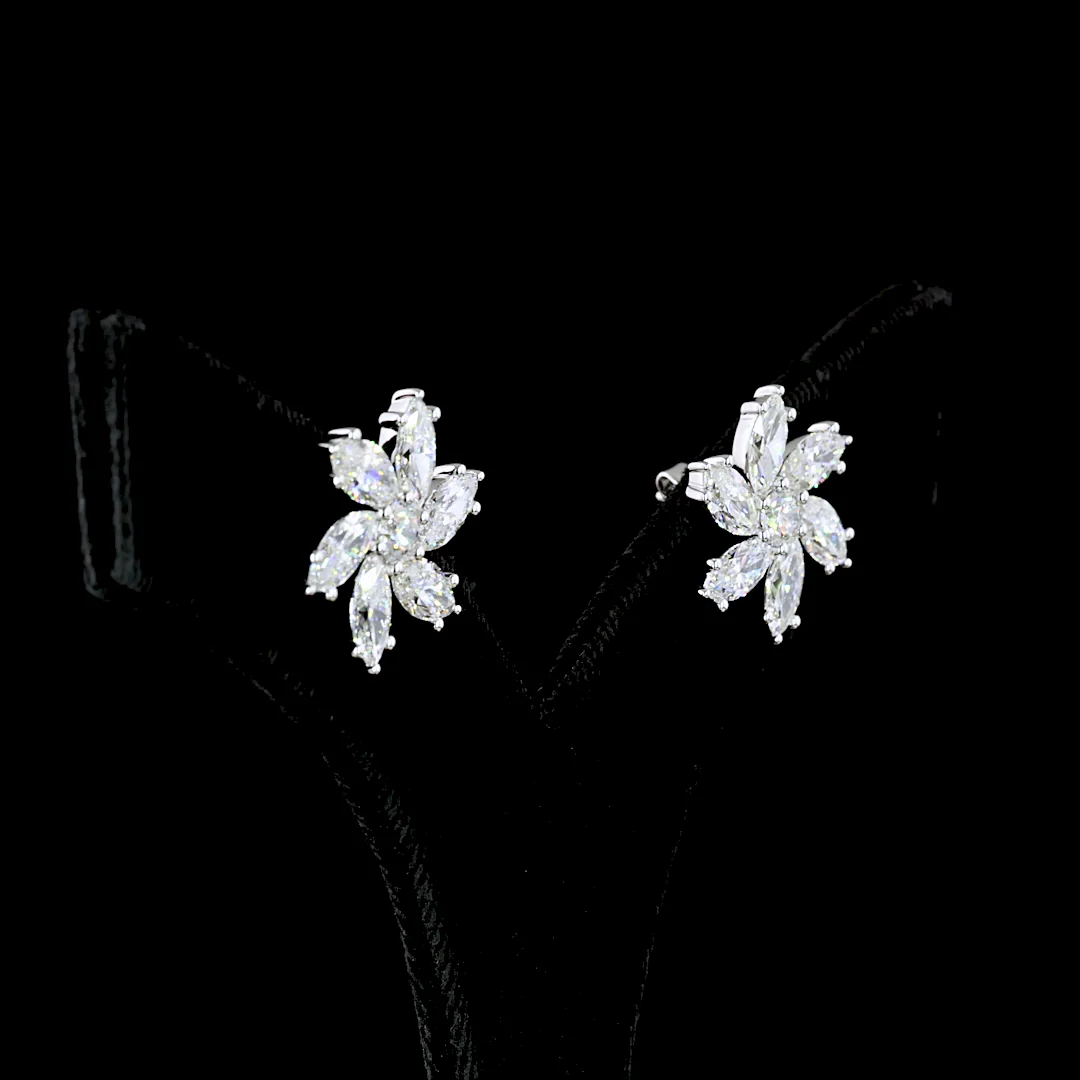6.03 Cts 14k White Gold Mix Shape Studs Earring