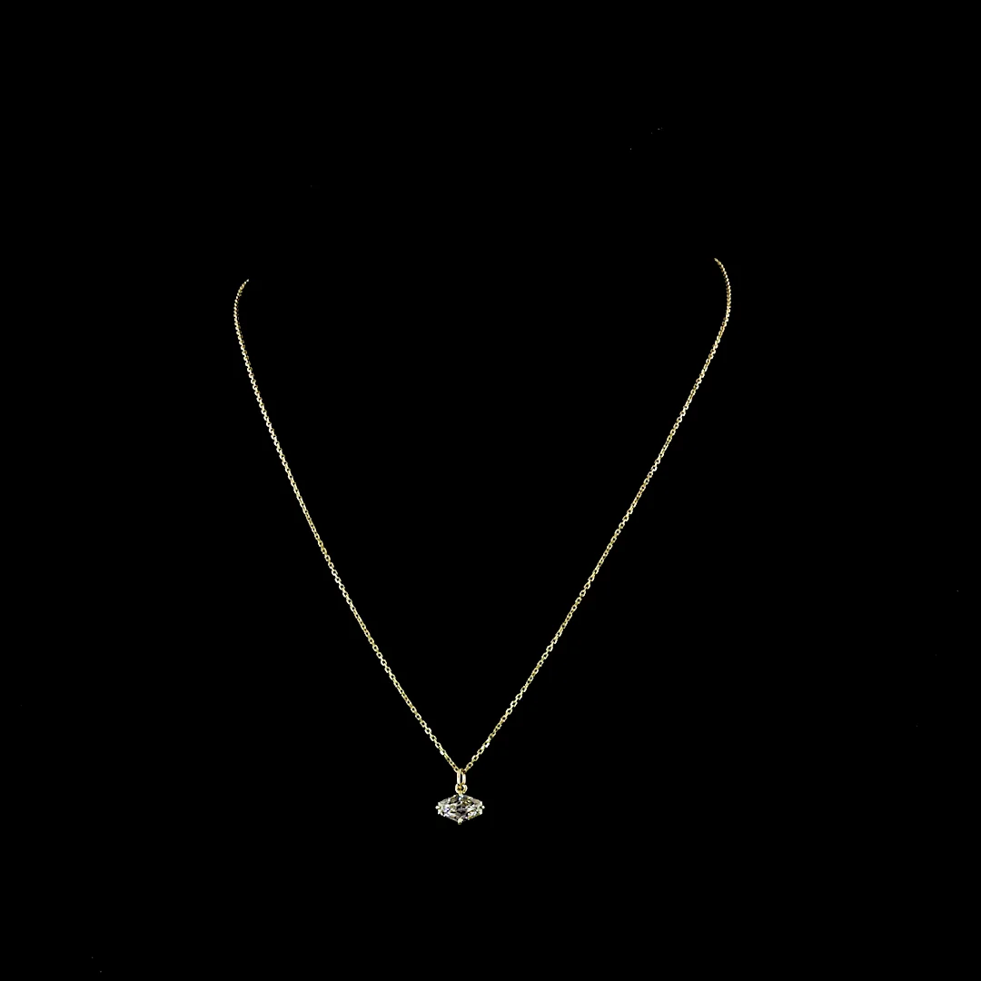 1.06 Cts 14k Yellow Gold Lozenge Step Cut Shape Solitaire Necklace
