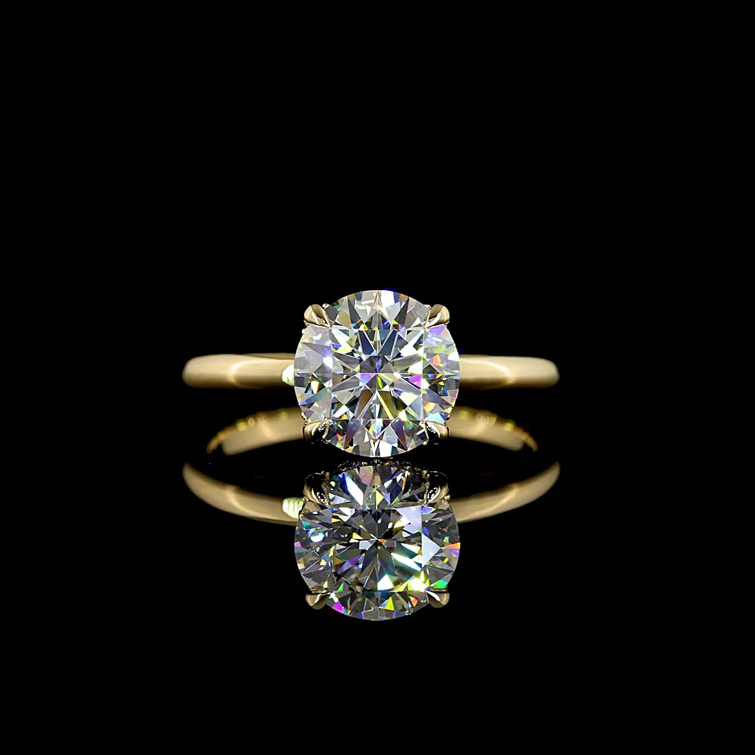2.16 Cts 14k Yellow Gold Round Shape Hidden Halo Ring