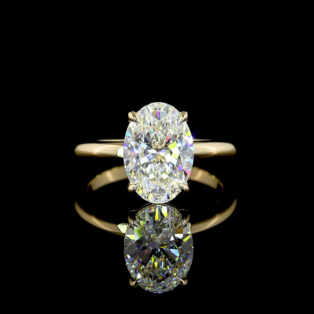 3.05 Cts 14k Yellow Gold Oval Shape Solitaire Ring