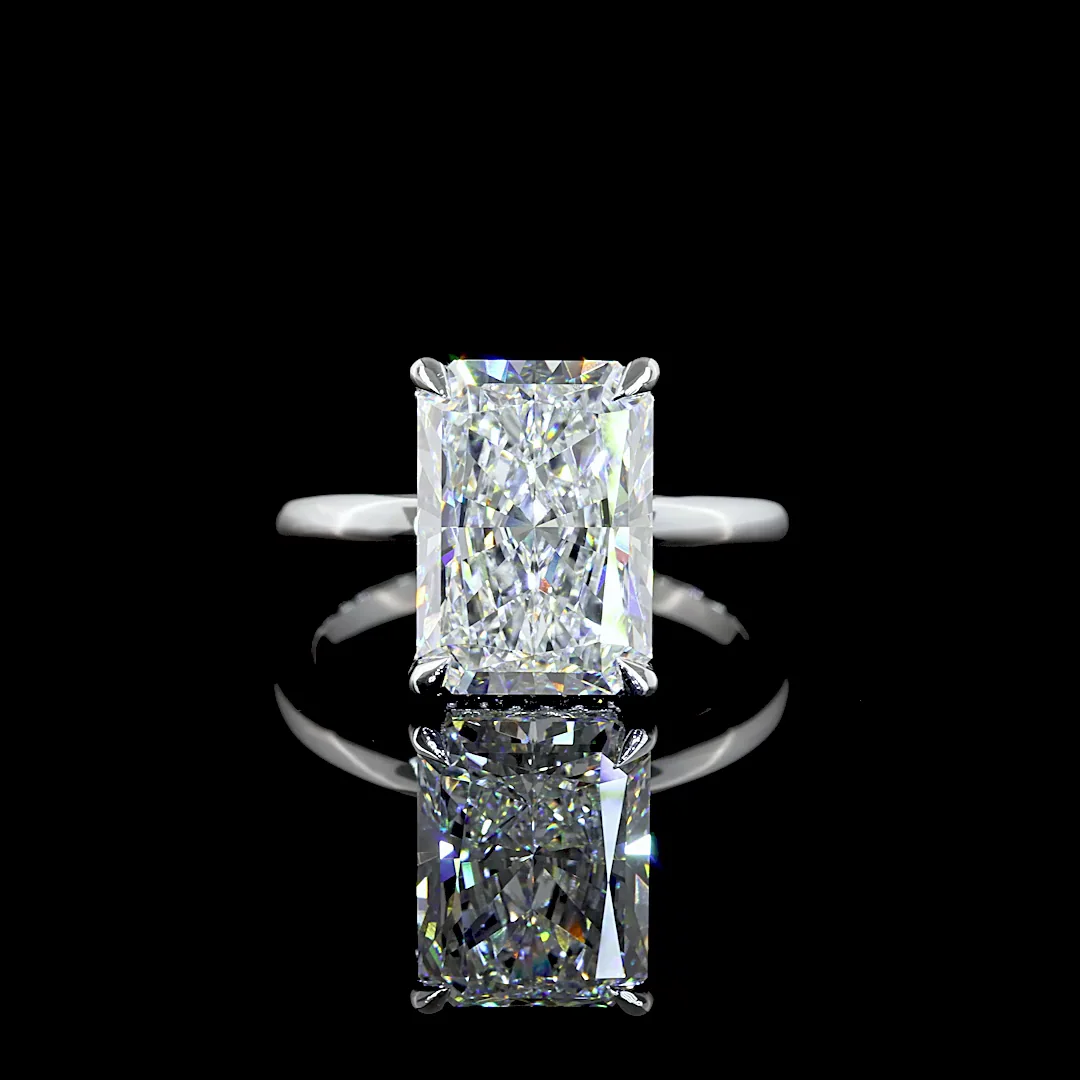 5.27 Cts 14k White Gold Radiant Shape Hidden Halo Ring