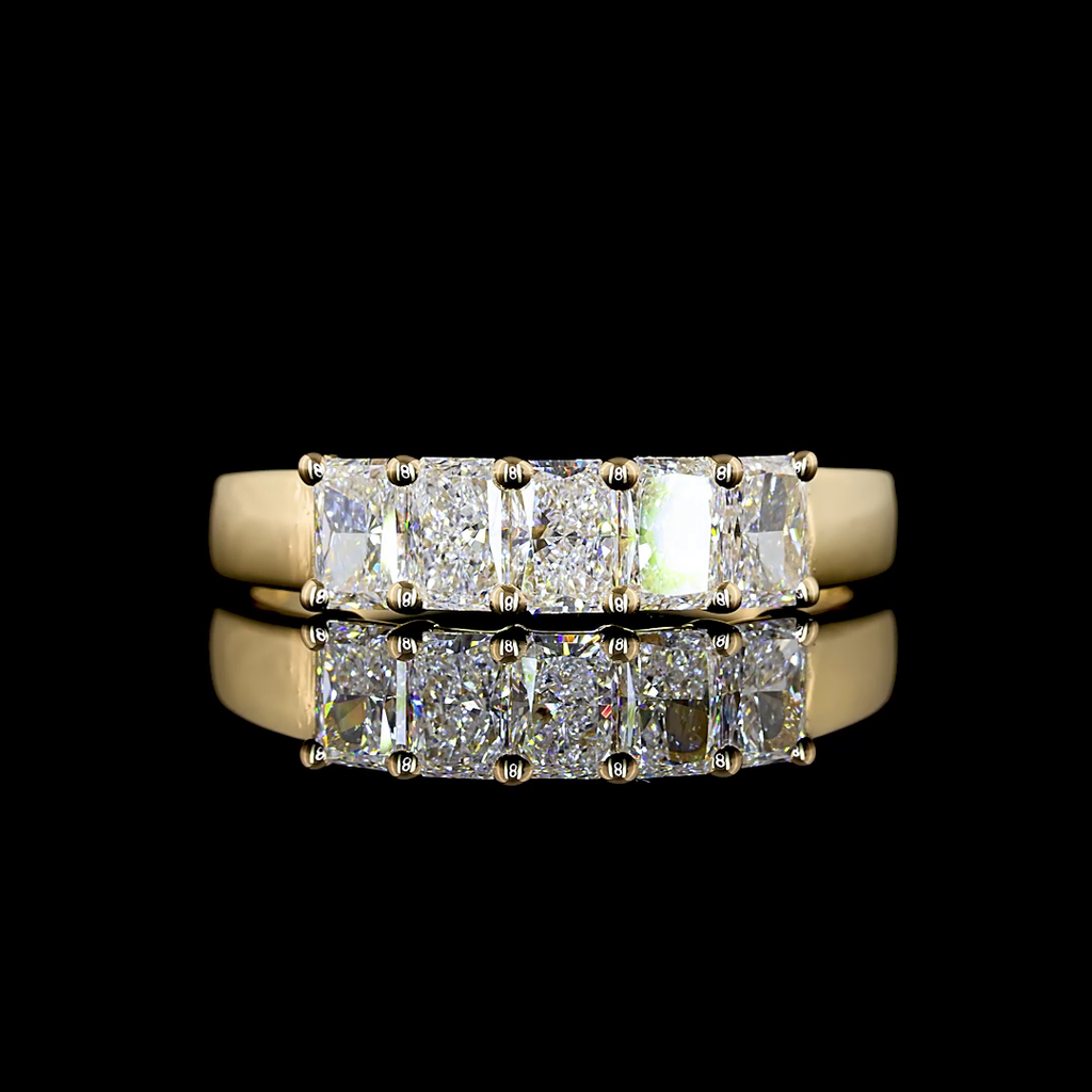 1 Cts 14k Yellow Gold Radiant Shape 5 Stones Eternity Band