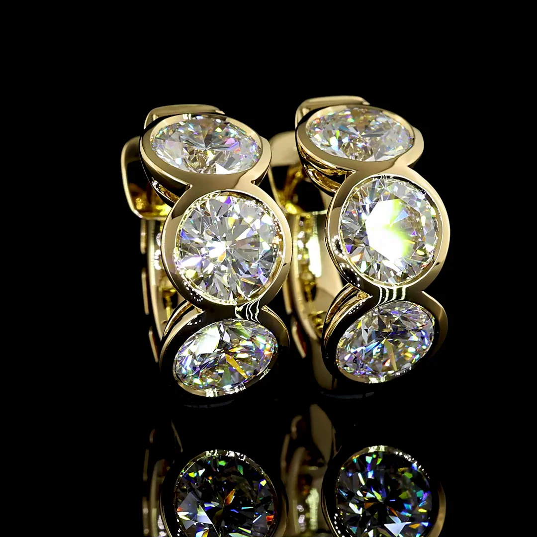 5.07 Cts 14k Yellow Gold Round Shape Huggies Earring