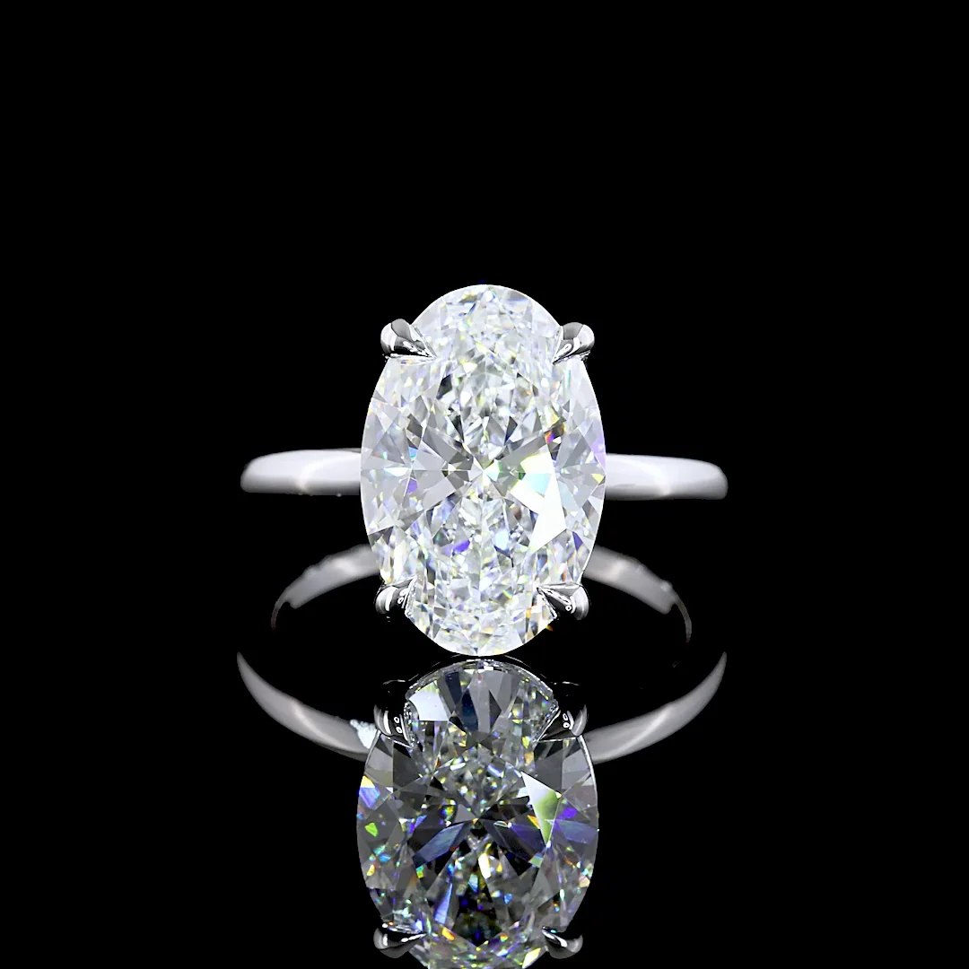 5.01 Cts 14k White Gold Oval Shape Solitaire Ring