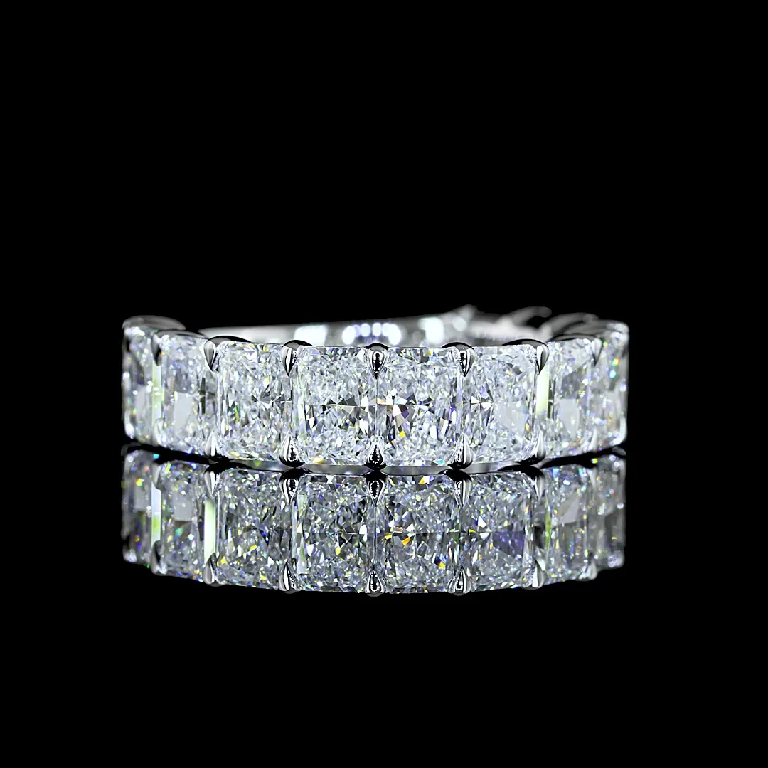 4.59 Cts 14k White Gold Radiant Shape 3/4 Band Eternity Band