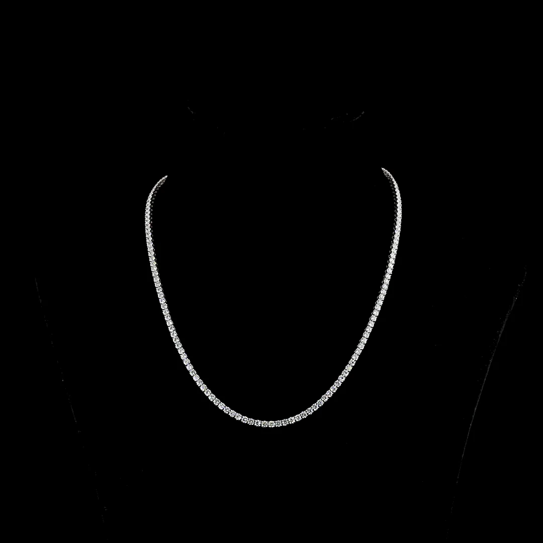 10.74 Cts 14k White Gold Round Shape Tennis Necklace