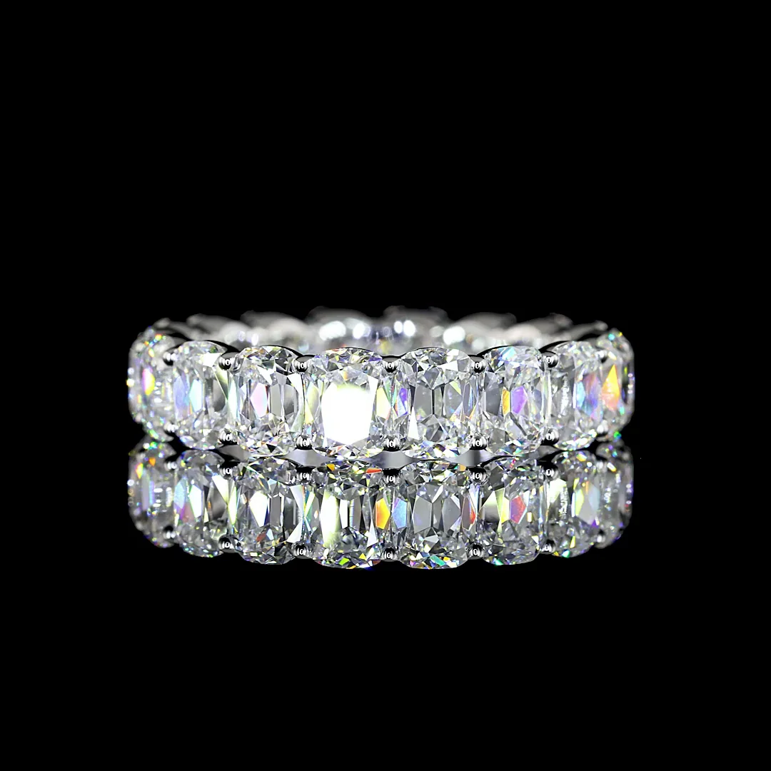 5.71 Cts 14k White Gold Antique Cushion Shape Eternity Band Eternity Band
